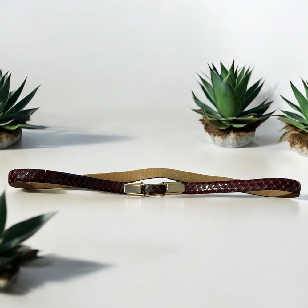 Lucienne Vintage Made in France Leather Burgundy Snake Skin Belt